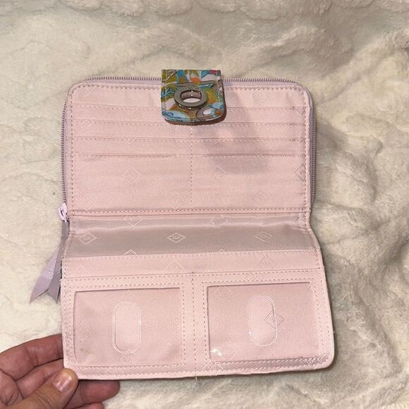 Vera Bradley Campus Double ID Turnlock Wallet Signature Cotton Quilted Wallet - Picture 11 of 12